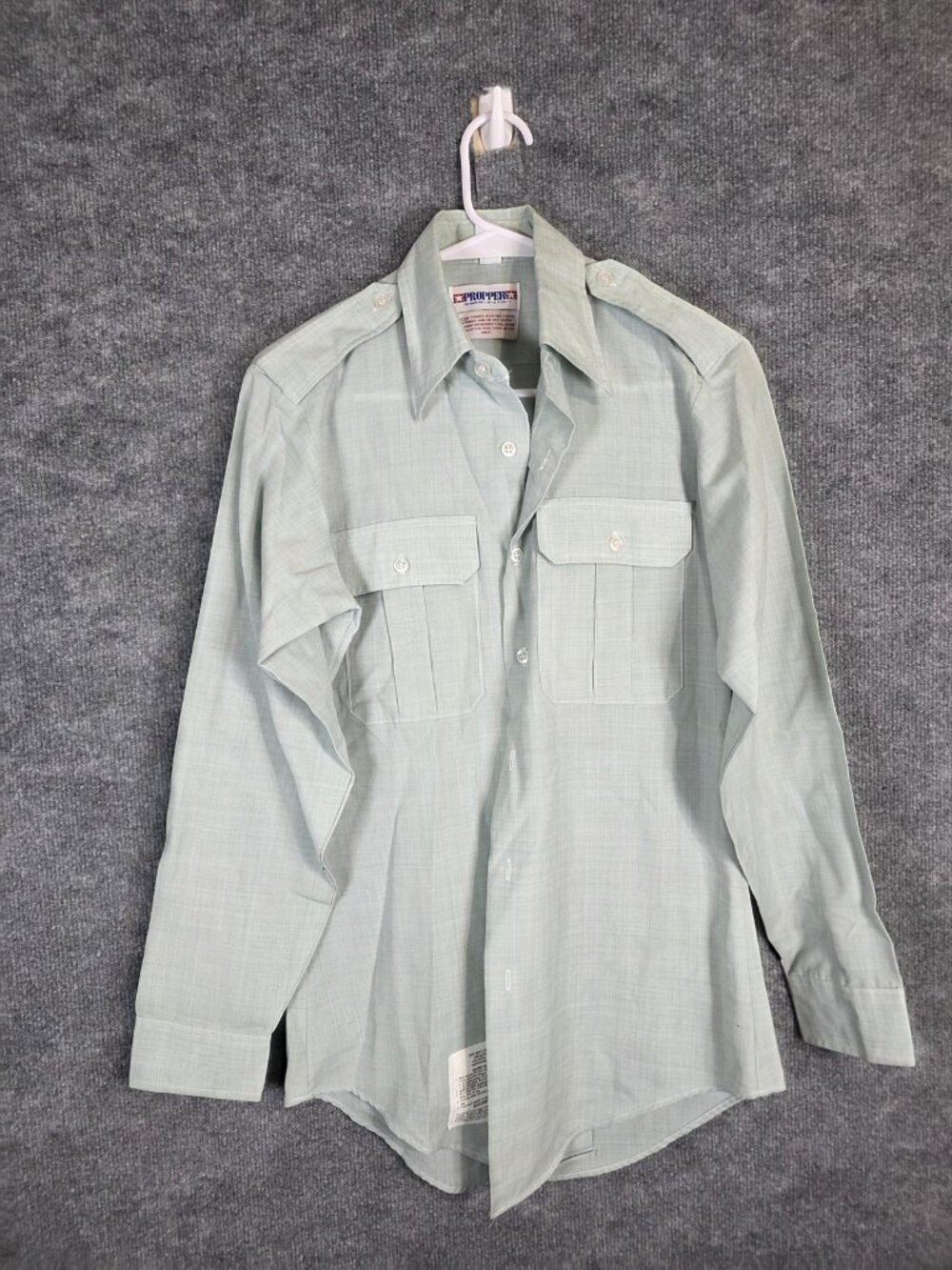 Propper Dress Shirt Mens 14.5-32 Green Long Sleeve Military Uniform Tapered